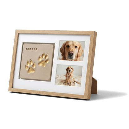 Marco Forever Paws madera natural con huella de mascota